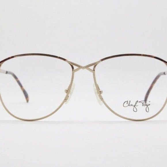 Cheryl Tiegs 80s vintage glasses model 69 made in Italy. Elegant slim gold eyegl main image 5